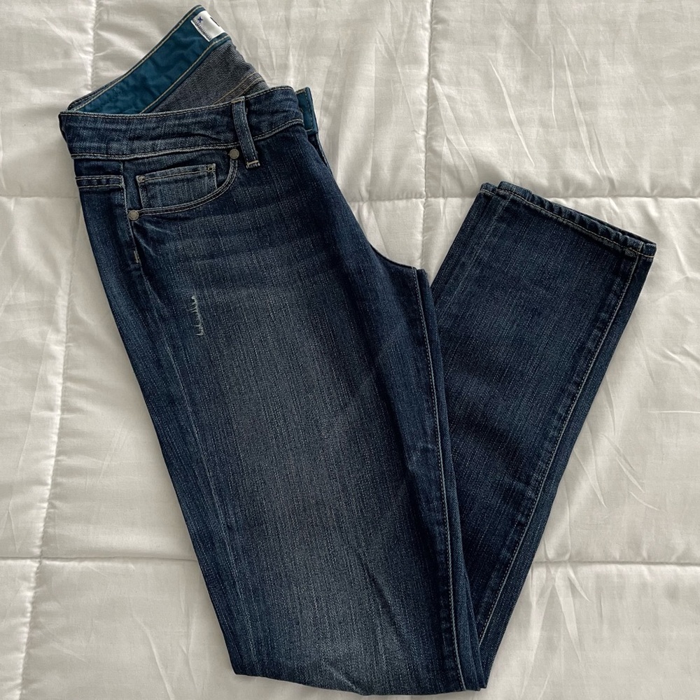 Paige Skyline Peg Denim Jeans Low Rise